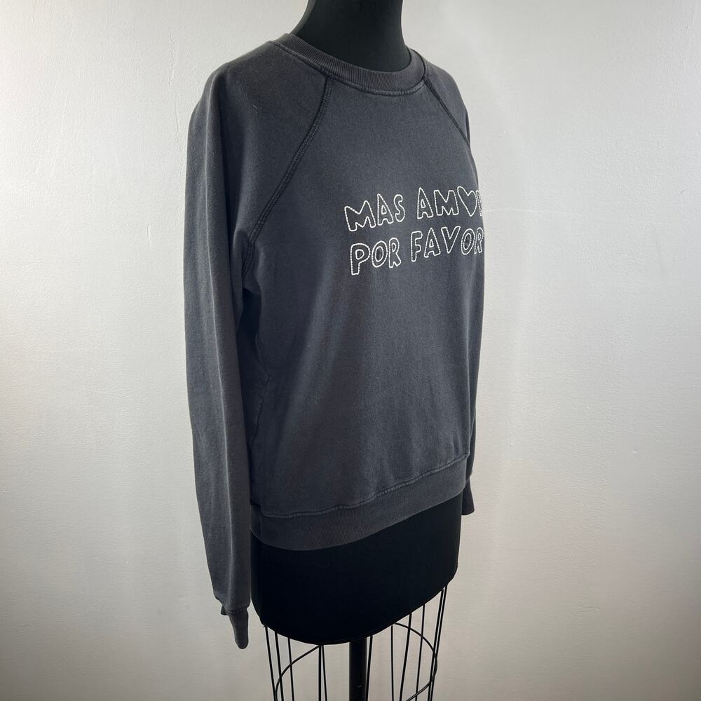 Spiritual Gangster Gray Sweatshirt Cotton MAS AMOR POR FAVOR Crew Size S Small - Picture 3 of 8